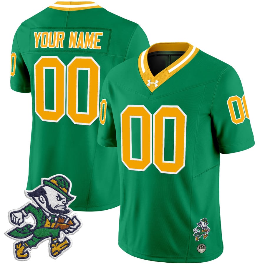 Custom Notre Dame Jersey Name, Number 2025 Gridiron Leprechaun Edition