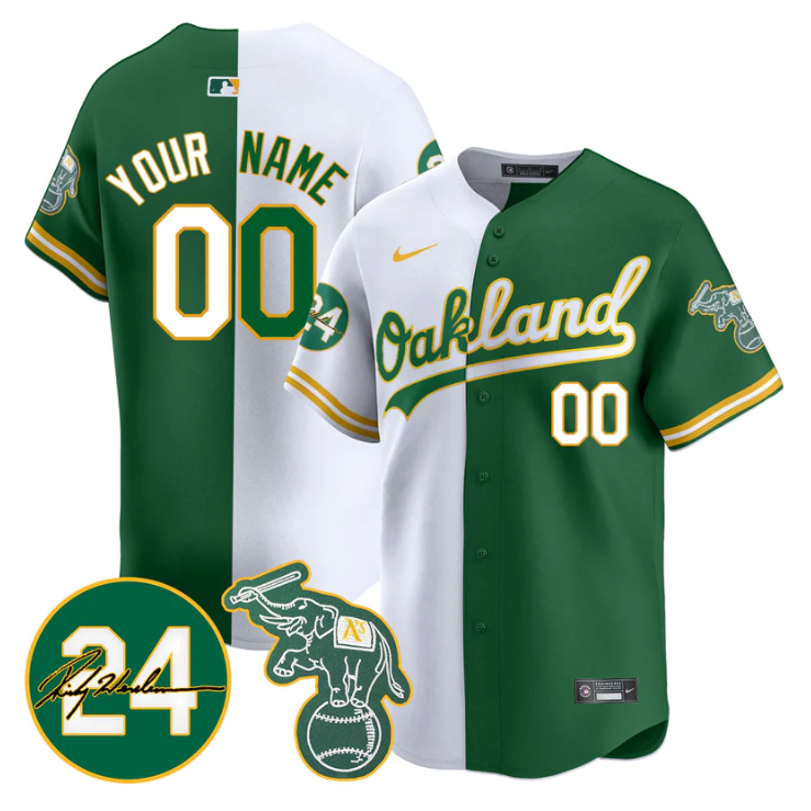 Custom Oakland Athletics Jersey 2025 Rickey Henderson Memorial Stitched