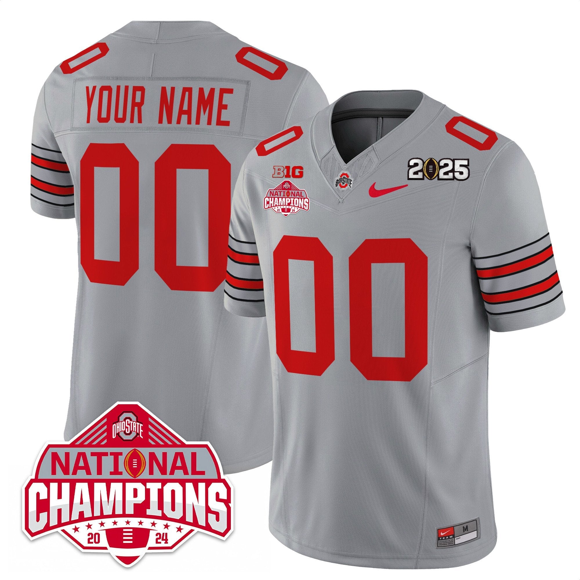 Custom Ohio State Jersey Heritage Stripe 2025 CFP Patch National Champions