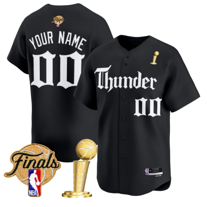 Custom Oklahoma City Thunder Jersey Gothic Storm 2025 Champions Stitched