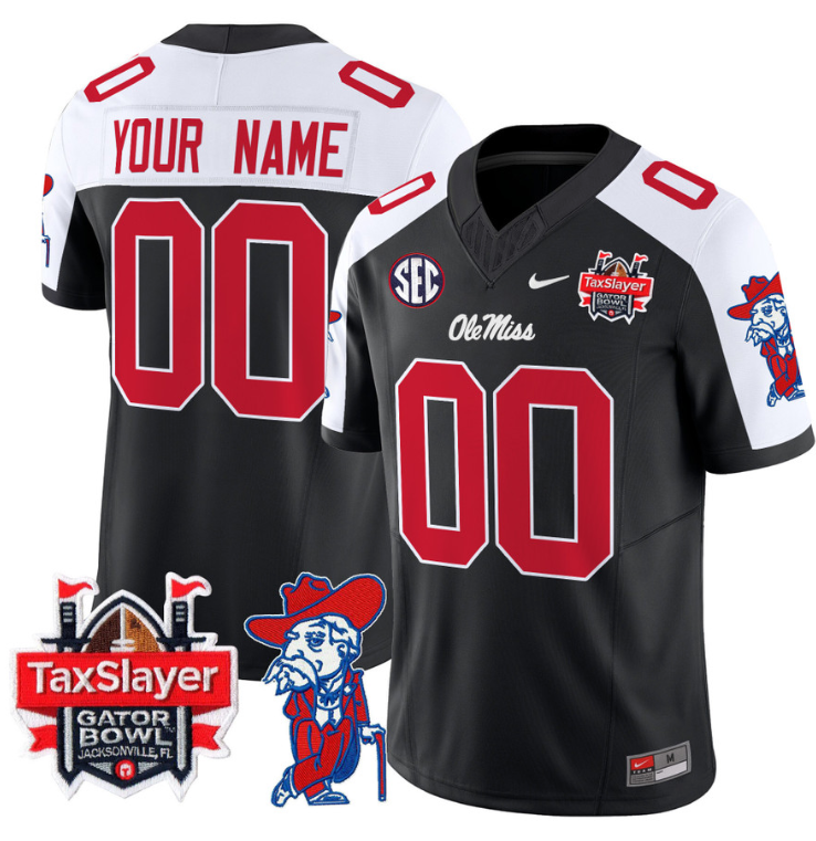 Custom Ole Miss Rebels Jersey 2024 Gator Bowl Patch Football V2 2024