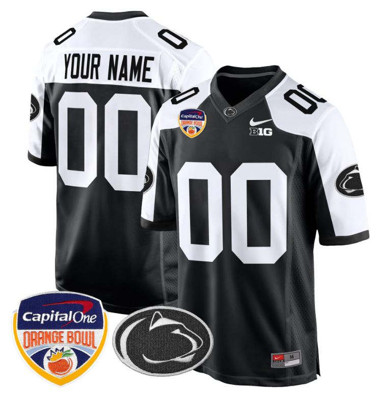 Custom Penn State Jersey Name, Number Orange Bowl Patch Football