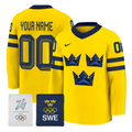 Custom Sweden Olympic Jersey Name, Number 2026 Premium Hockey All Stitched