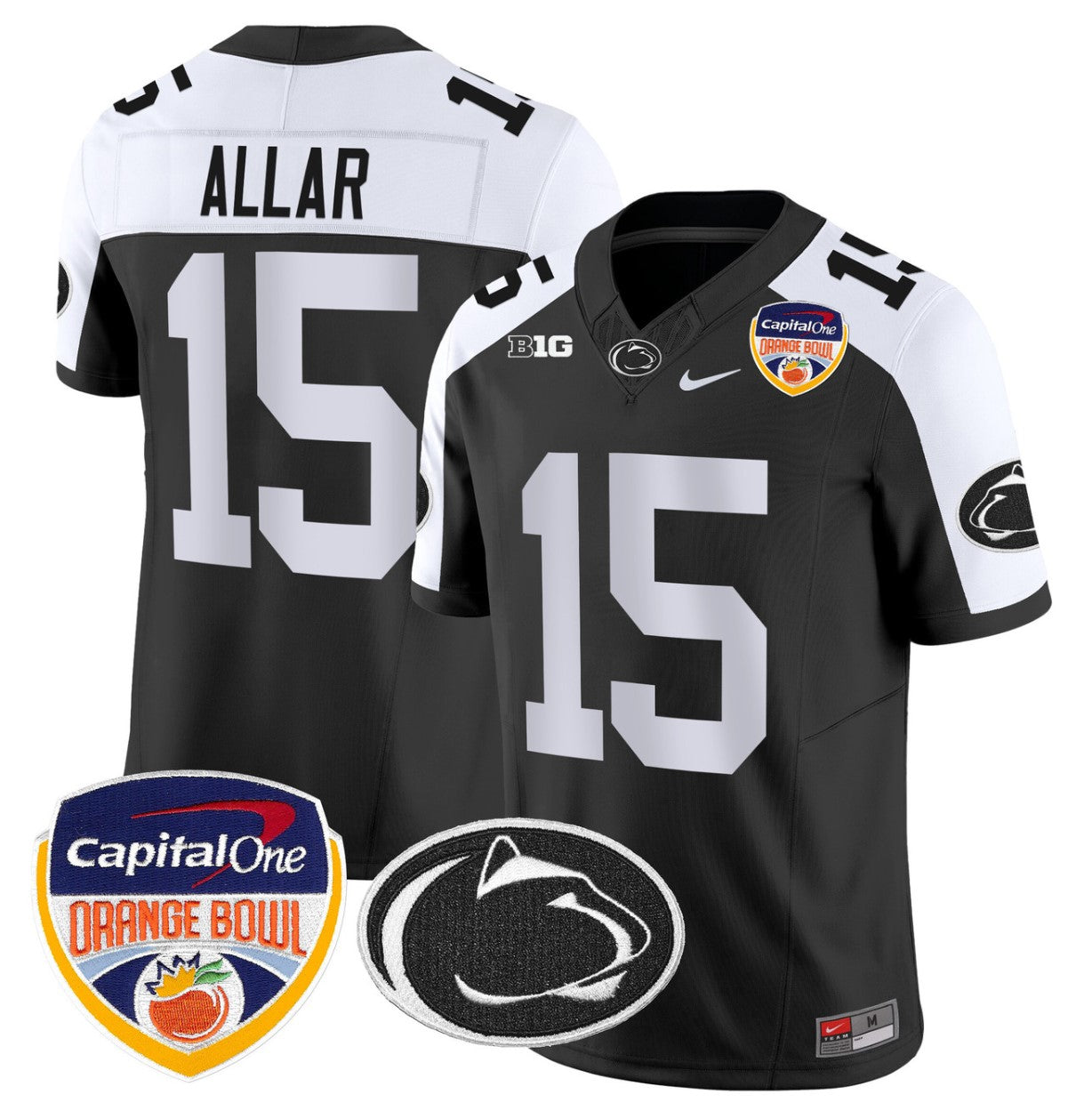 Drew Allar Jersey #15 Penn State Orange Bowl Patch Stitched
