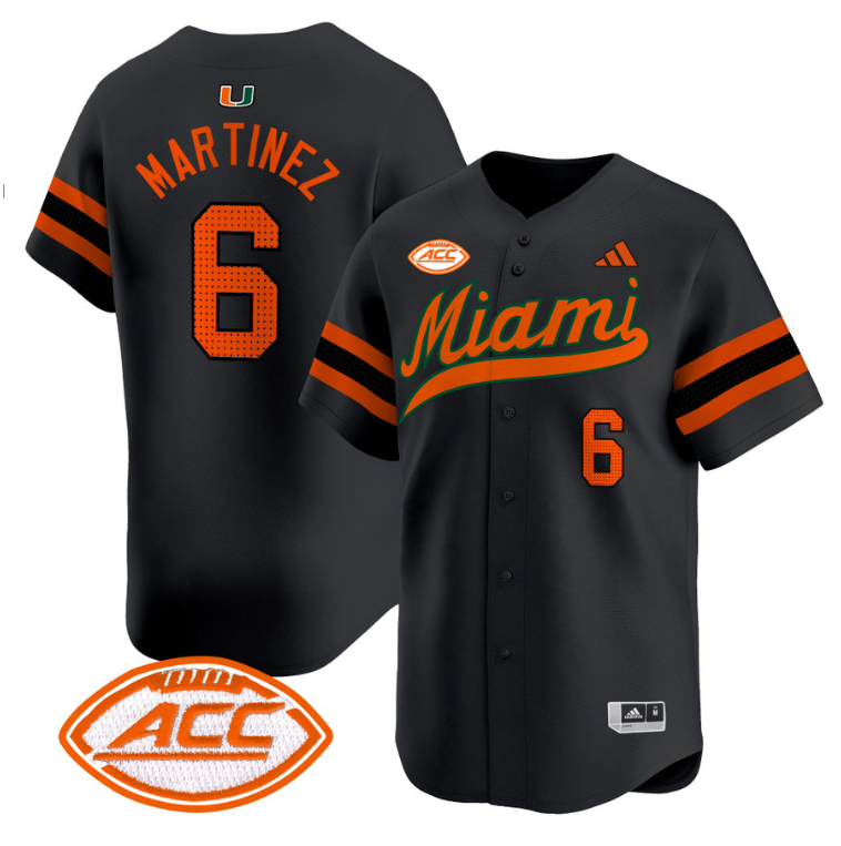 Damien Martinez Jersey #6 Miami Hurricanes 2024 Baseball