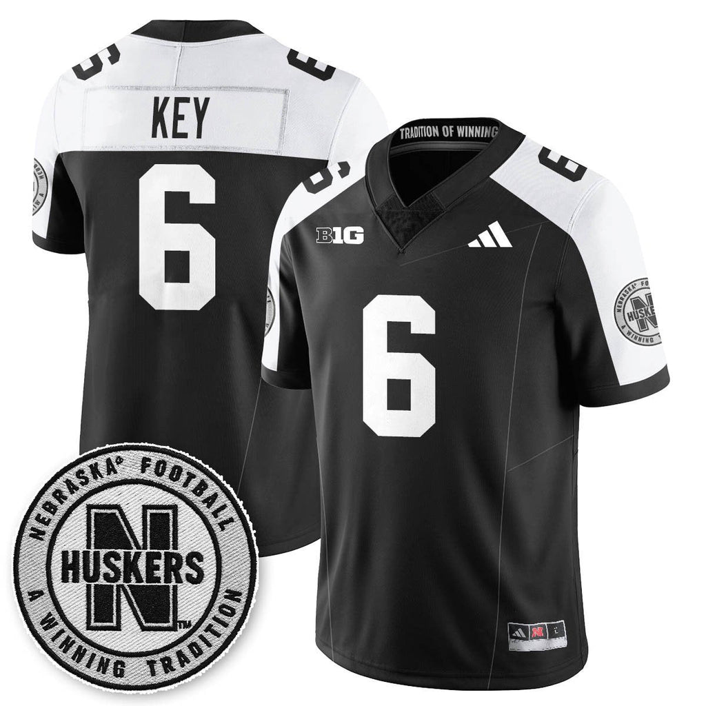 Dane Key Jersey #6 Nebraska Football 2025 Blackout Stitched