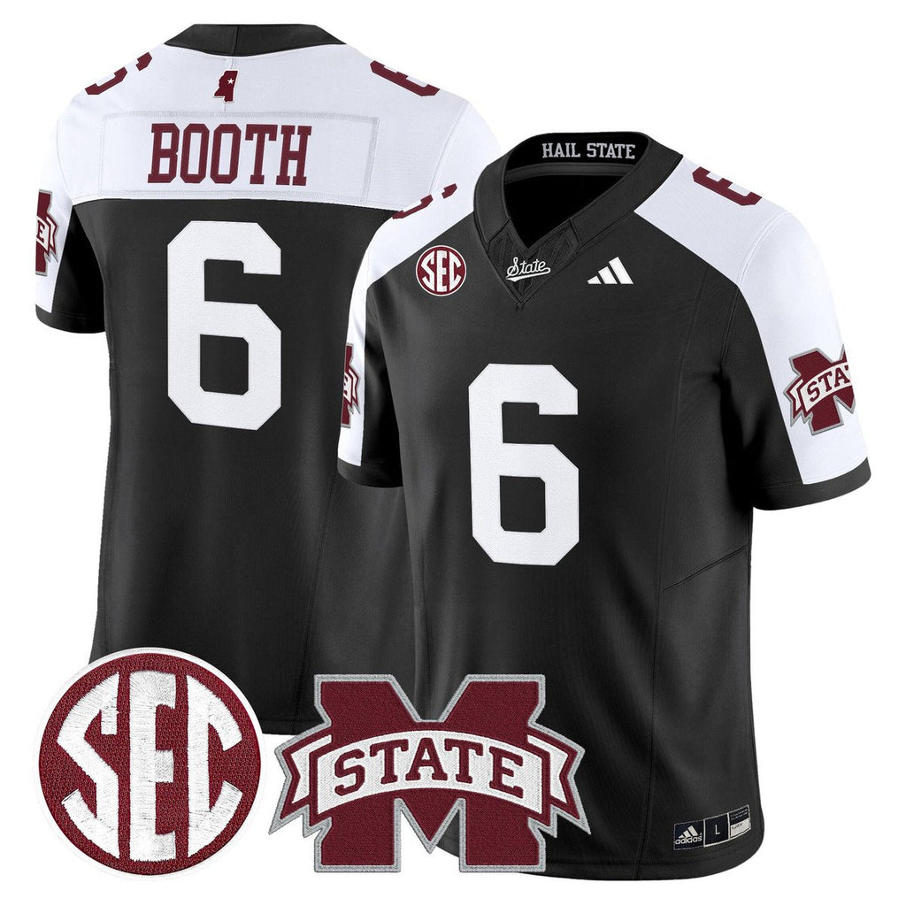 Davon Booth Jersey #6 Mississippi State Bulldogs Dark Mode Stitched