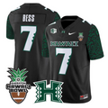 Davone Bess Jersey #7 Hawai'i Rainbow 2025 Hawai'i Bowl Stitched Black Limited