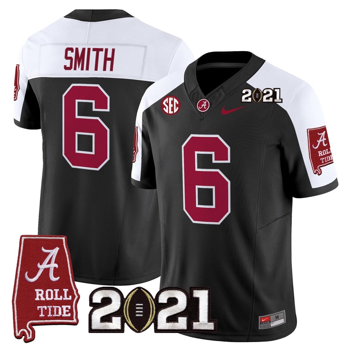 DeVonta Smith Jersey #6 Alabama 2021 CFP Championship Alabama Map