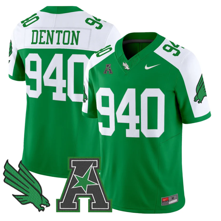 Denton Jersey #940 North Texas Mean Green 2025 Vapor Limited Stitched