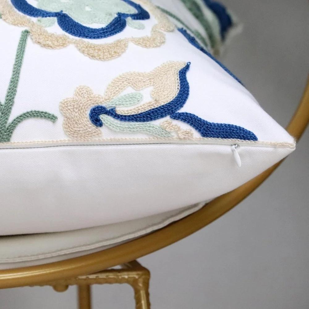 Denza Farmhouse Floral Tufted Cushion Cover
