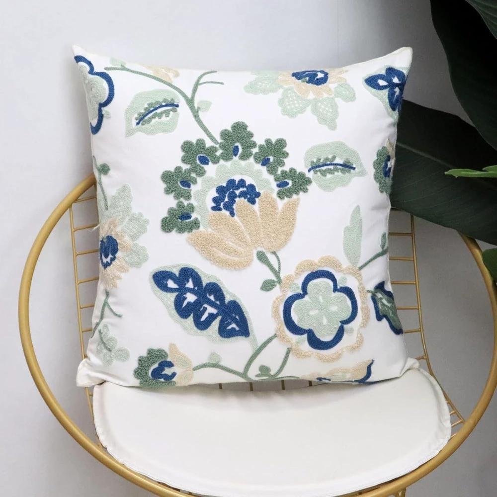 Denza Farmhouse Floral Tufted Cushion Cover