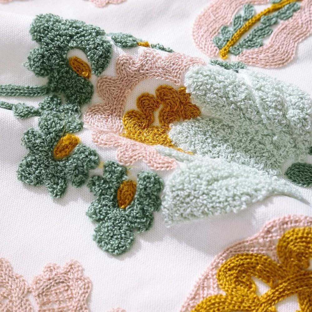 Denza Farmhouse Floral Tufted Cushion Cover