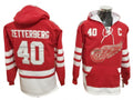 Detroit Red Wings #40 Henrik Zetterberg One Front Pocket Pullover Hoodie Red