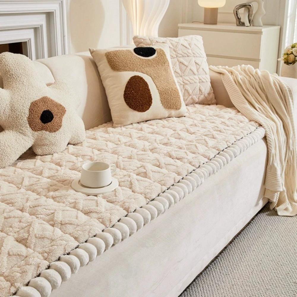 Snuggle Sherpa Plush Sofa Protector Cover
