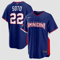 Dominican Republic Baseball #22 Juan Soto Jersey Navy 2026 World Baseball Classic Road Stadium Stitched