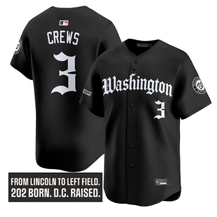 Dylan Crews Jersey #3 Washington Nationals Gothic Capitol Edition Stitched