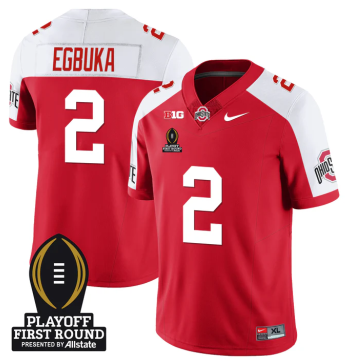 Emeka Egbuka Jersey #2 Ohio State Buckeyes Playoff First Round Patch