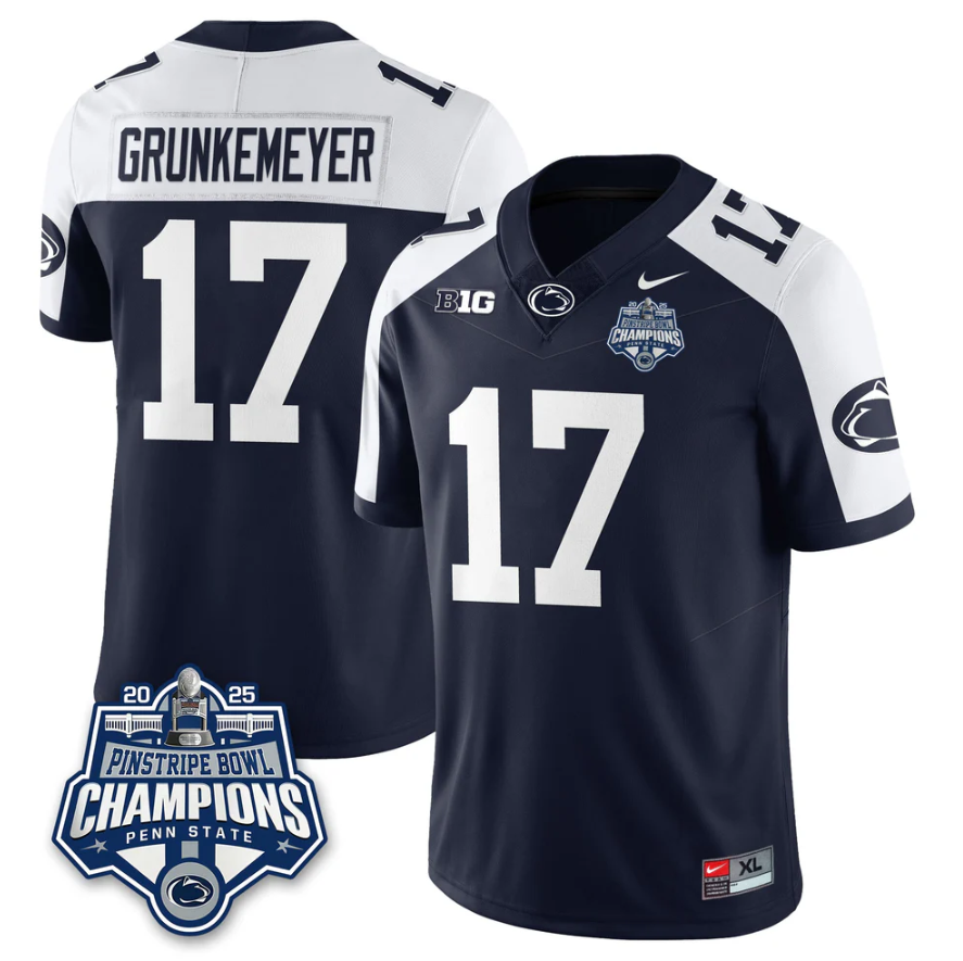 Ethan Grunkemeyer Jersey #17 Penn State 2025 Pinstripe Bowl Champions