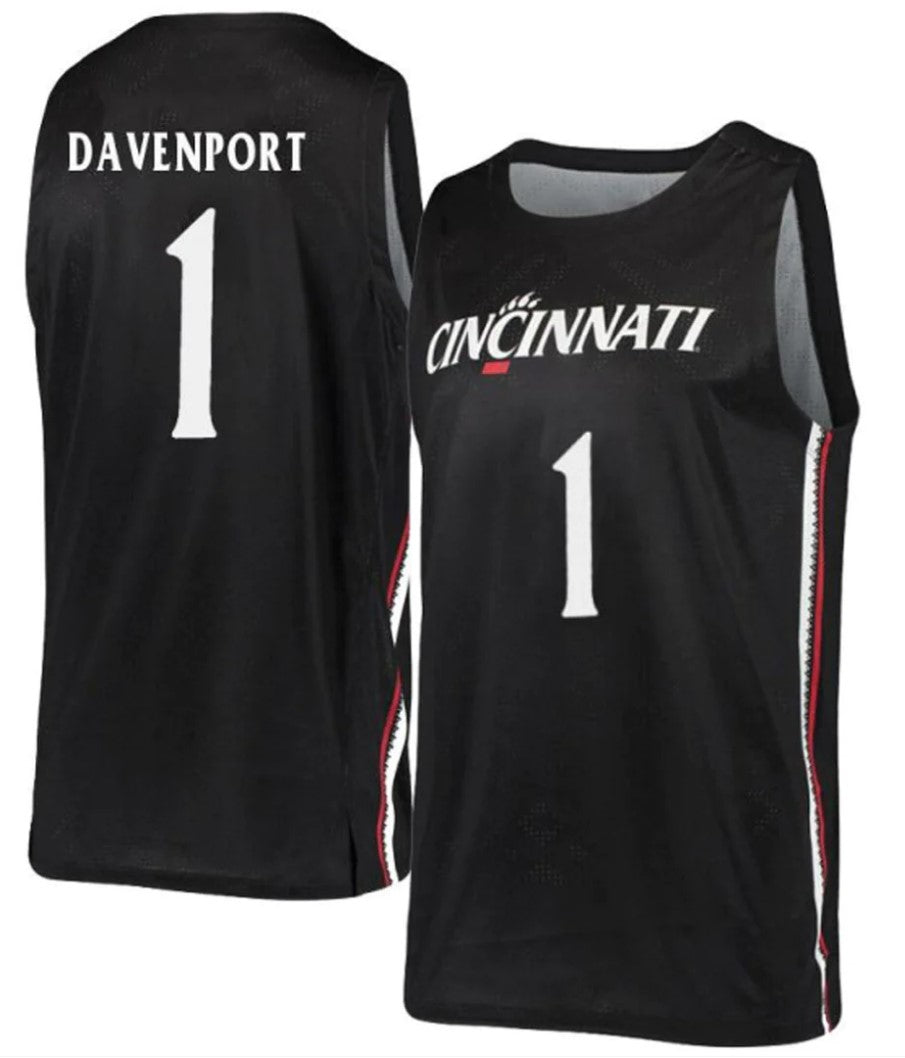 eremiah Davenport Jersey Cincinnati Bearcats College Basketball Black #1
