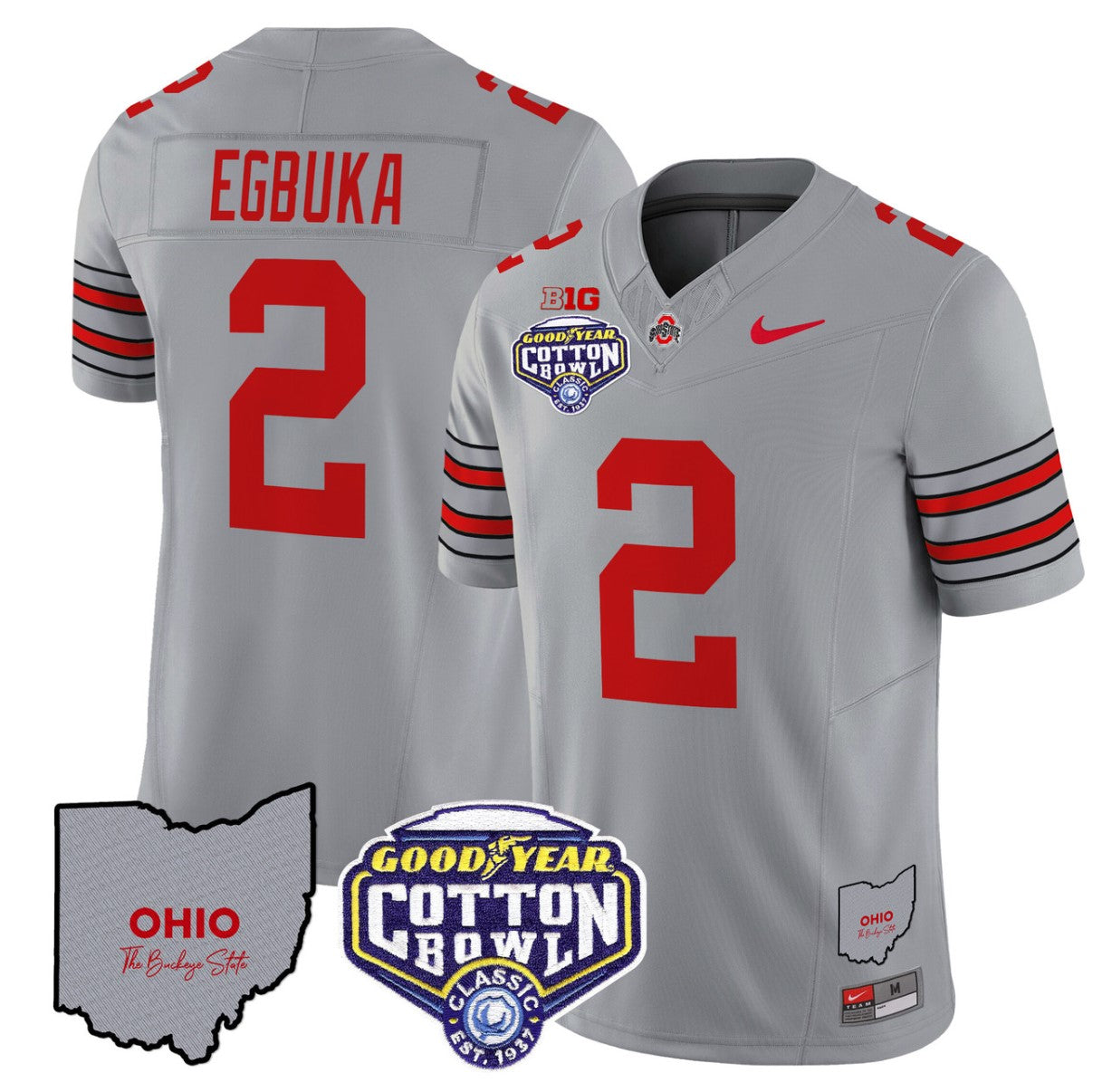 Emeka Egbuka Jersey #2 Ohio State Buckeyes Cotton Bowl Patch Stitched