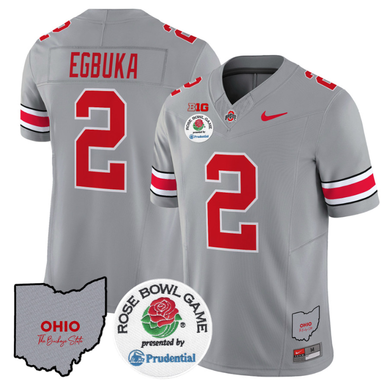 Emeka Egbuka Jersey #2 Ohio State Buckeyes Rose Bowl Vapor Limited V2 Gray