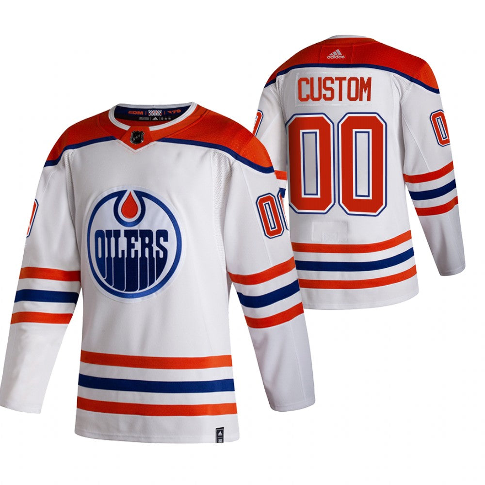 Edmonton Oilers Custom White 2020-21 Reverse Retro Alternate NHL Jersey Stitched