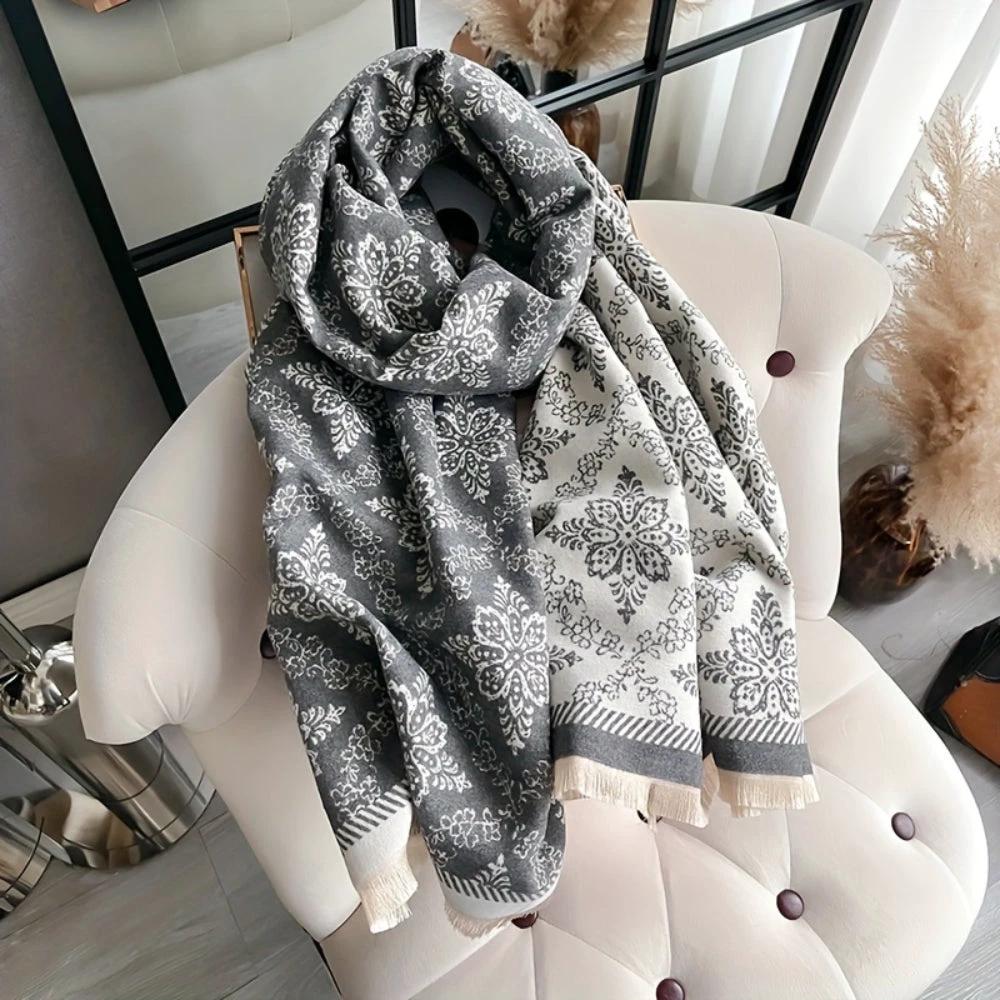 Elara Damask Print Scarf Shawl