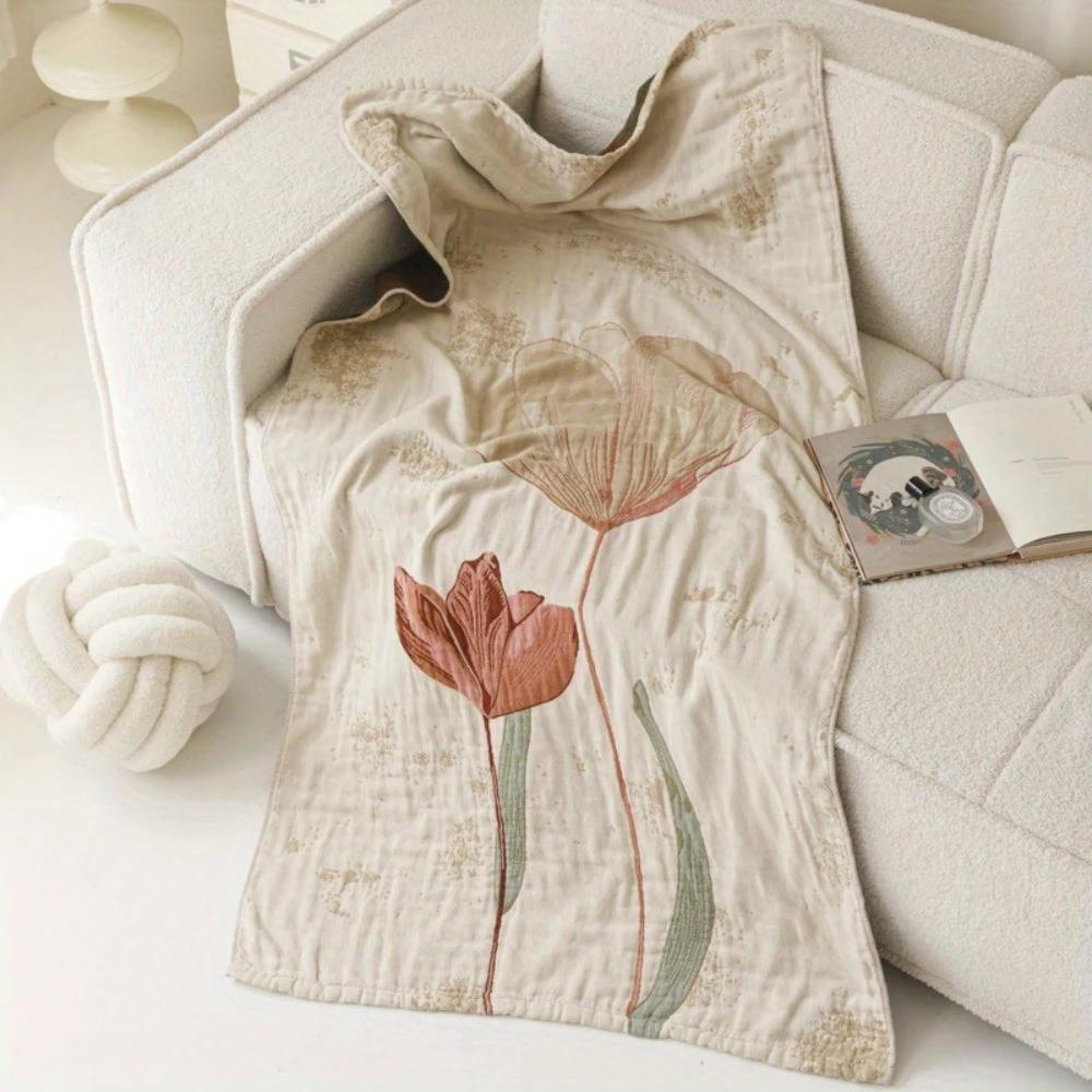 Elegant Floral Print Bath Towel Blanket