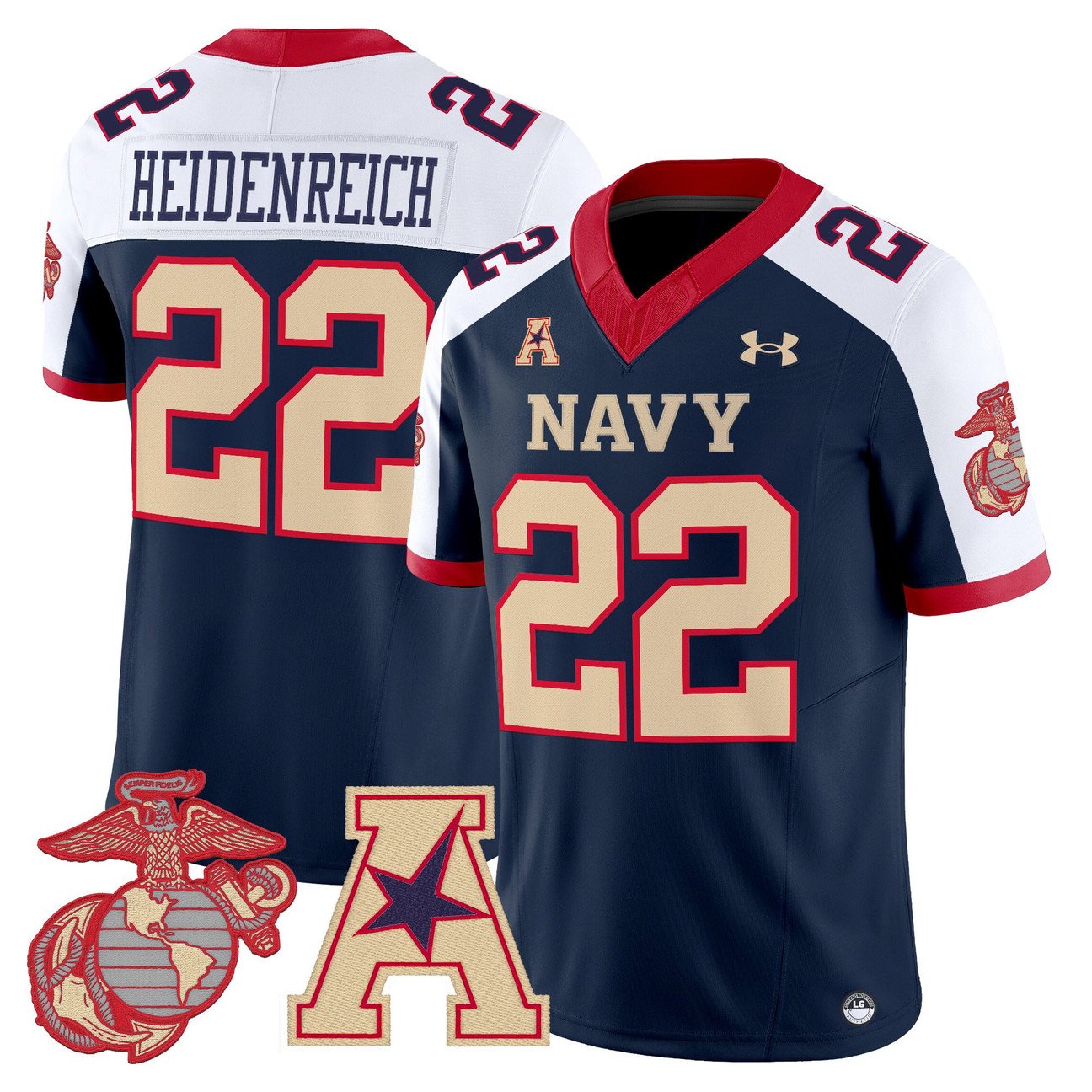 Eli Heidenreich Jersey #22 Navy Midshipmen Vapor USMC Premier Stitched