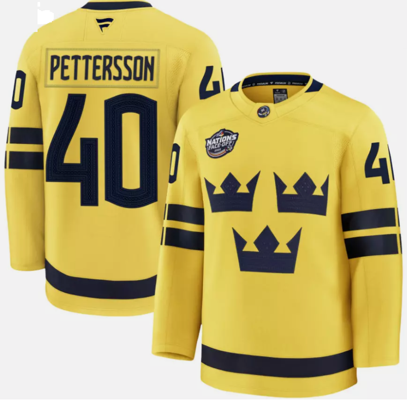 Elias PetterssonJersey #40 Sweden Yellow 2025 4 Nations Face-Off Stitched