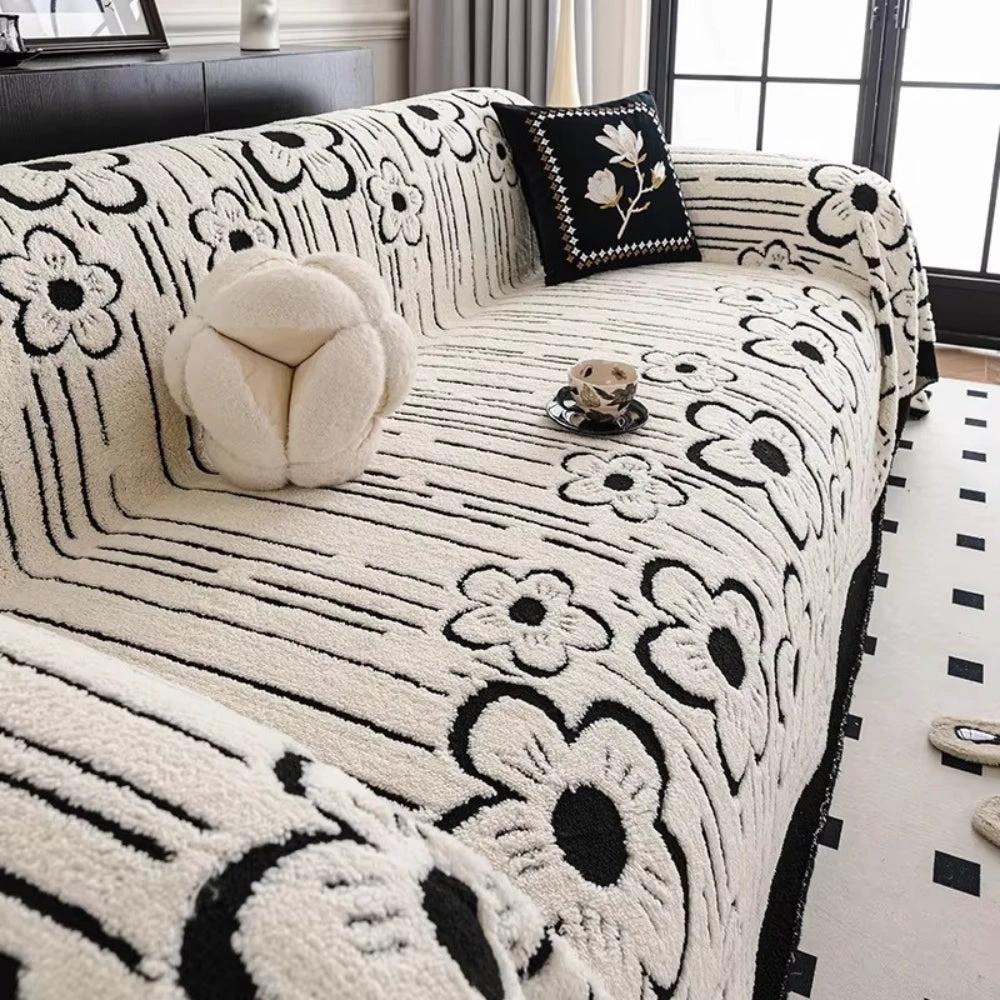 Embroidered Flower Soft Sofa Cover