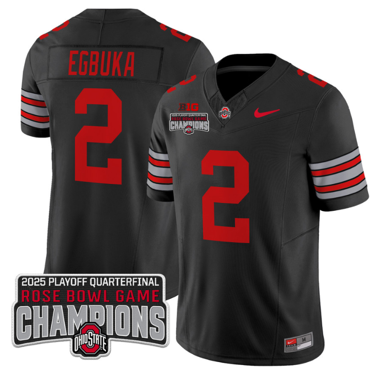 Emeka Egbuka Jersey #2 Ohio State 2025 Rose Bowl Champions Patch