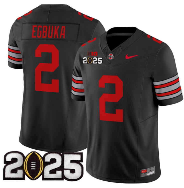 Emeka Egbuka Jersey #2 Ohio State 'Heritage Stripe' 2025 CFP Final Patch
