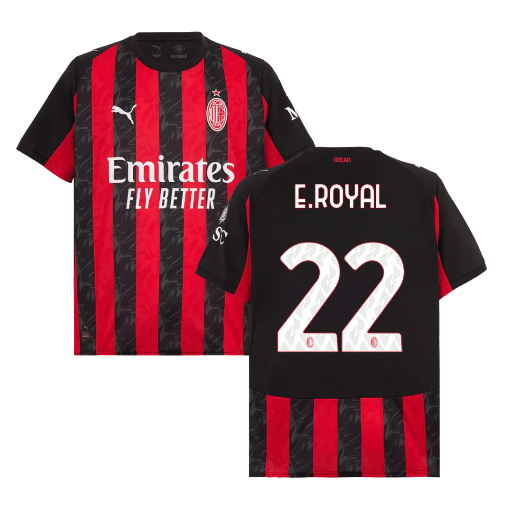 Emerson Royal 22 AC Milan 2025-26 Home Match Jersey – Black Red