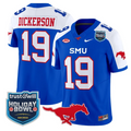 Eric Dickerson Jersey #19 SMU Mustangs 2026 Holiday Bowl Patch Stitched Blue Alternate