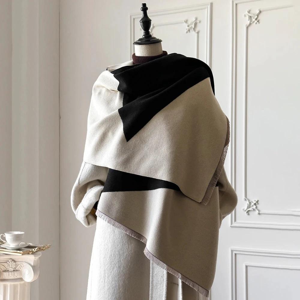 Two Tone Geometric Luxe Shawl Scarf
