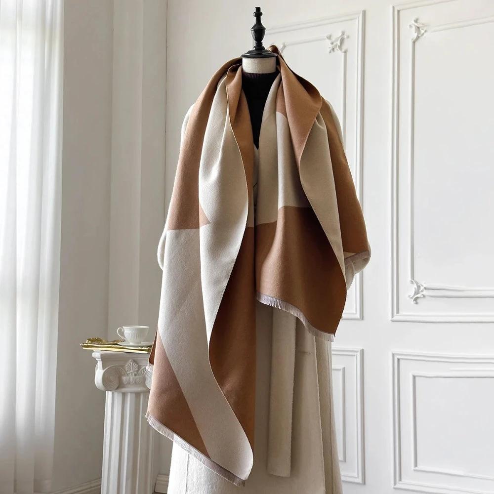 Two Tone Geometric Luxe Shawl Scarf