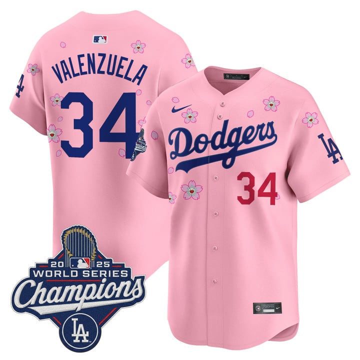 Fernando Valenzuela Jersey #34 Dodgers 2025 World Series Champions Stitched