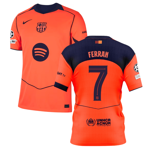 Ferran Torres 7 Barcelona 2025-26 Third Match Jersey – Orange