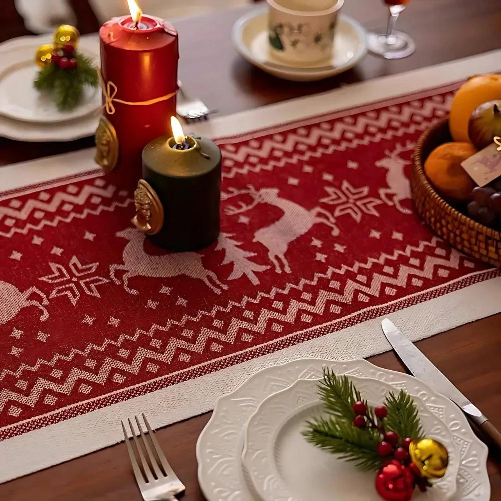 Festive Christmas Elk Table Runner