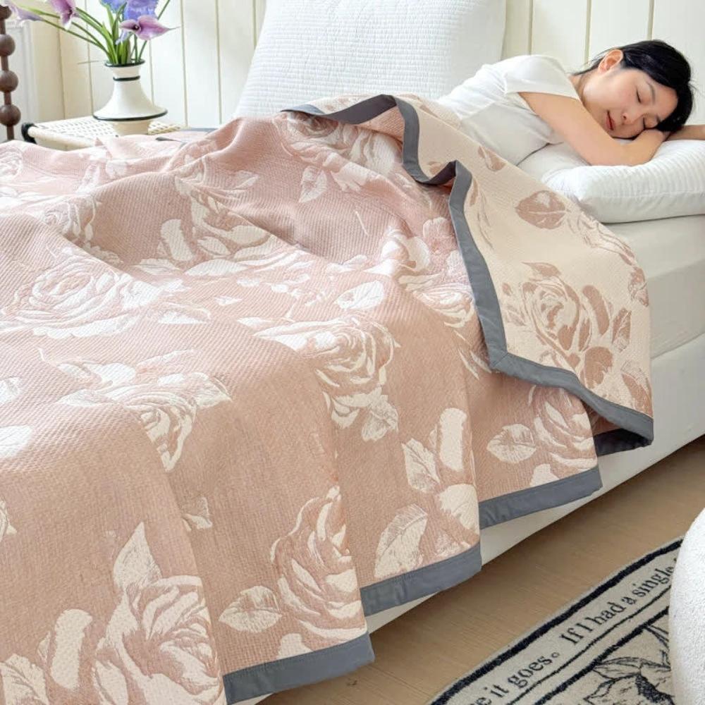 Flouriva Pink Rose Cotton Blanket