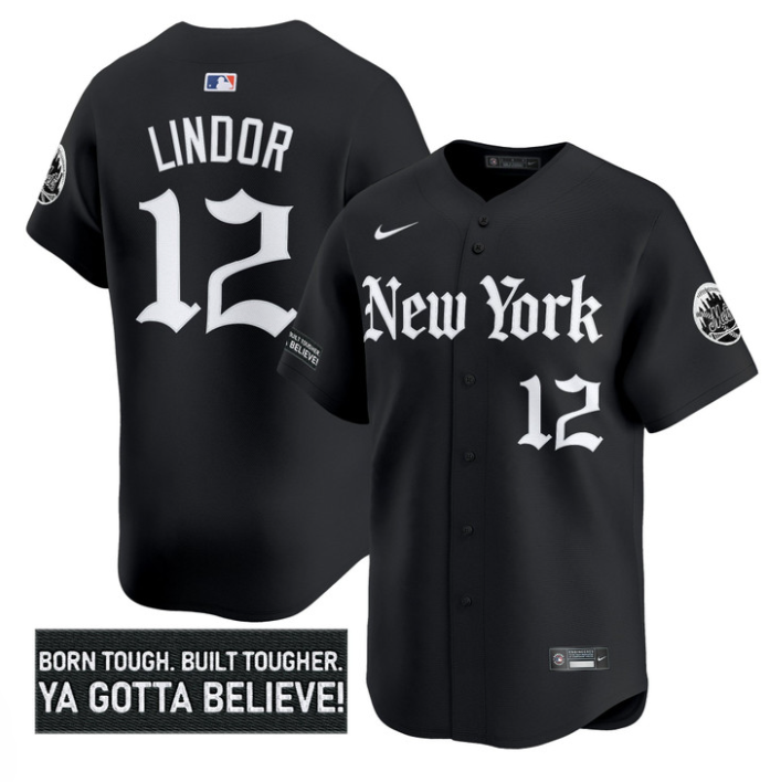 Francisco Lindor Jersey #12 New York Mets Gothic Borough Edition Stitched