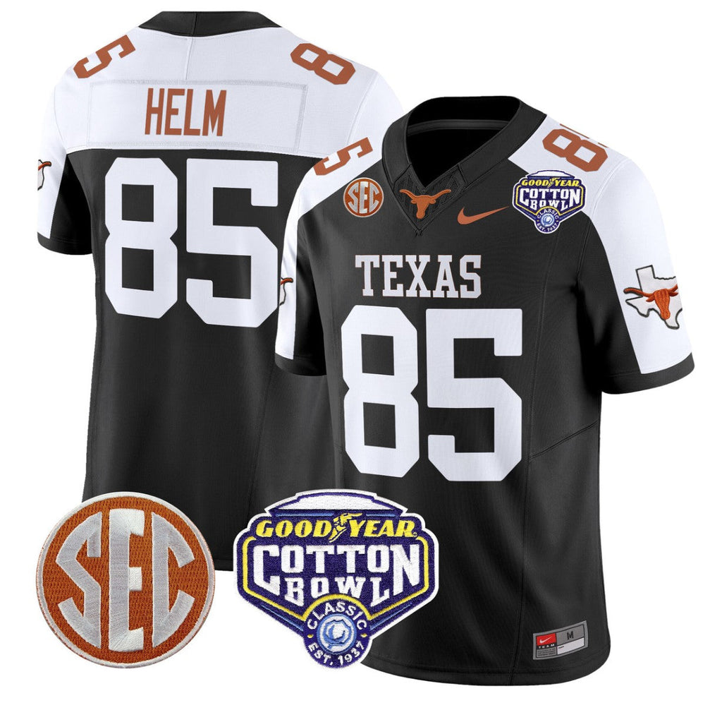 Gunnar Helm Jersey #85 Texas Longhorns Cotton Bowl Patch Stitched