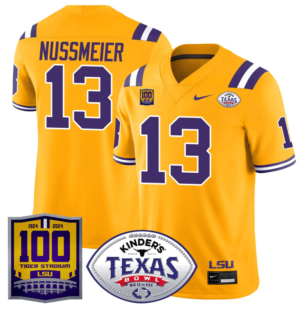 Garrett Nussmeier Jersey #13 LSU Tigers Texas Bowl Patch Football