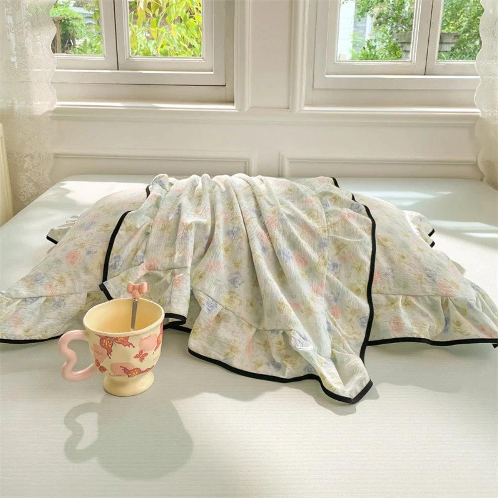 Gauze Floral Ruffled Lace Pillowcases