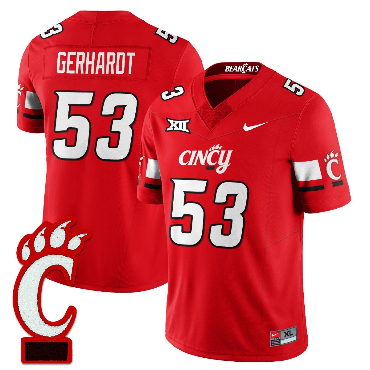 Gavin Gerhardt Jersey #53 Cincinnati Bearcats Football 2025 Stitched