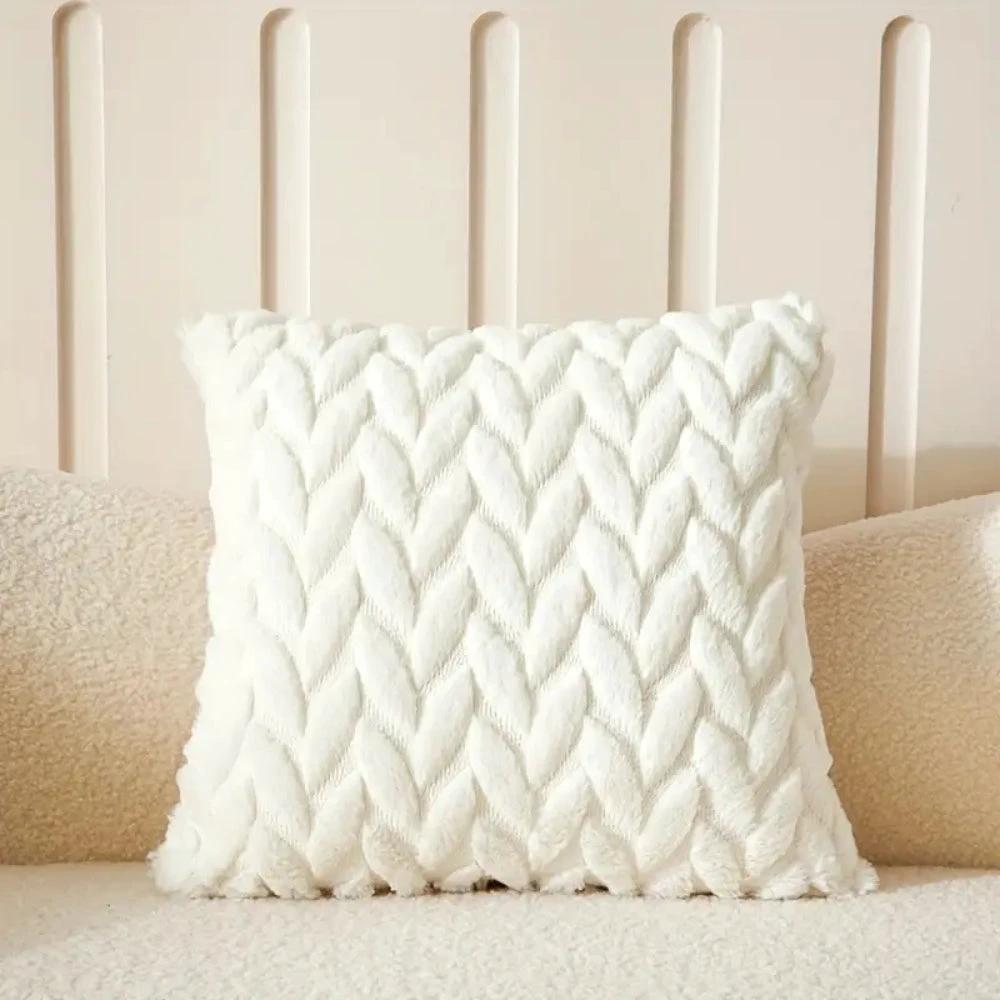 Geo Leaves Embroidered Cushion Cover
