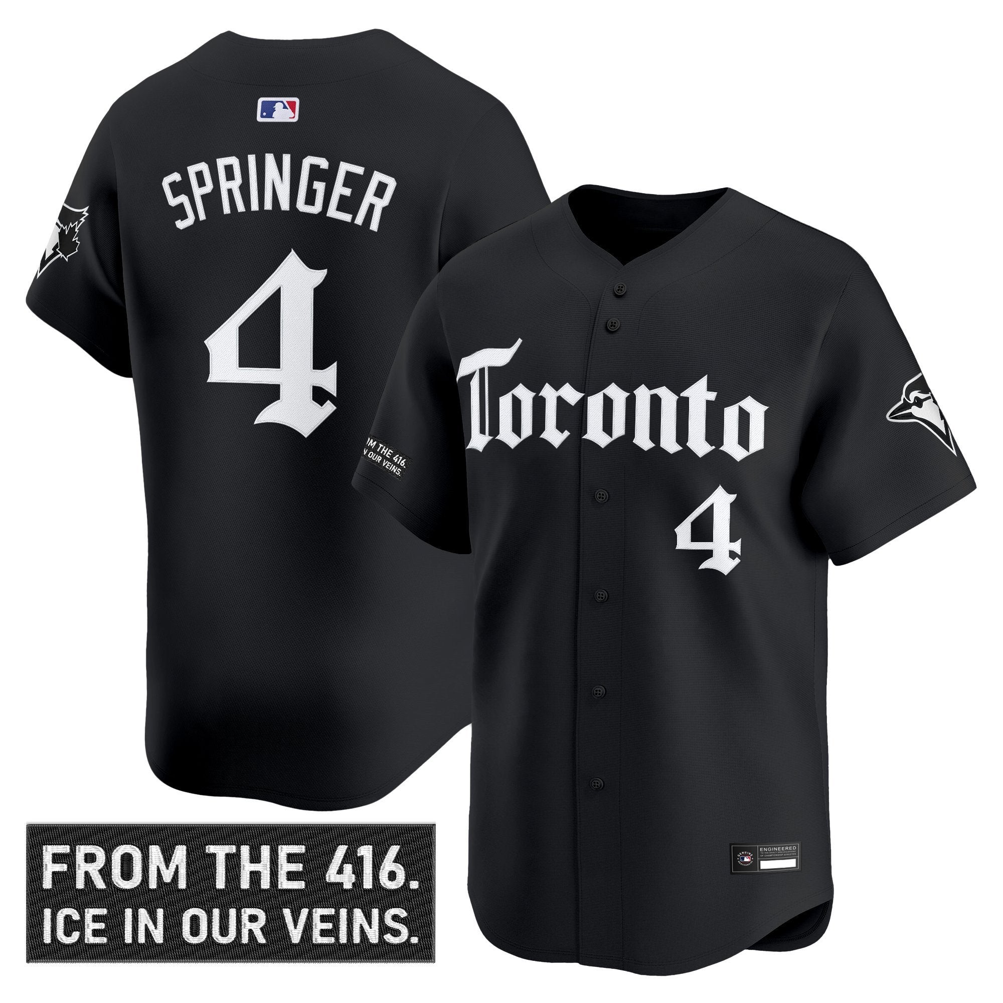 George Springer Jersey #4 Toronto Blue Jays Gothic North Edition