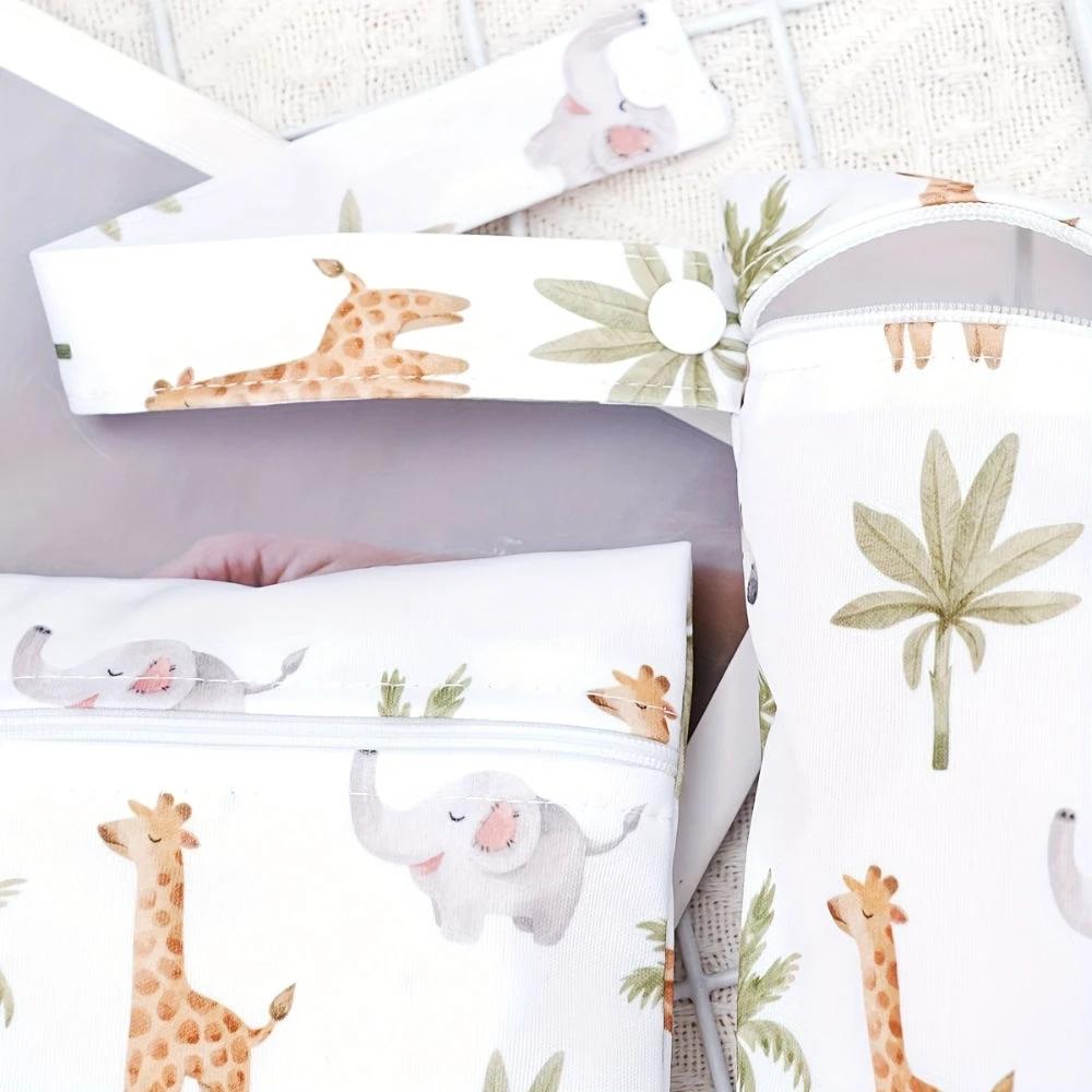 Baby Zoo Safari Print Reusable Wet Dry Bag | 3pcs Set